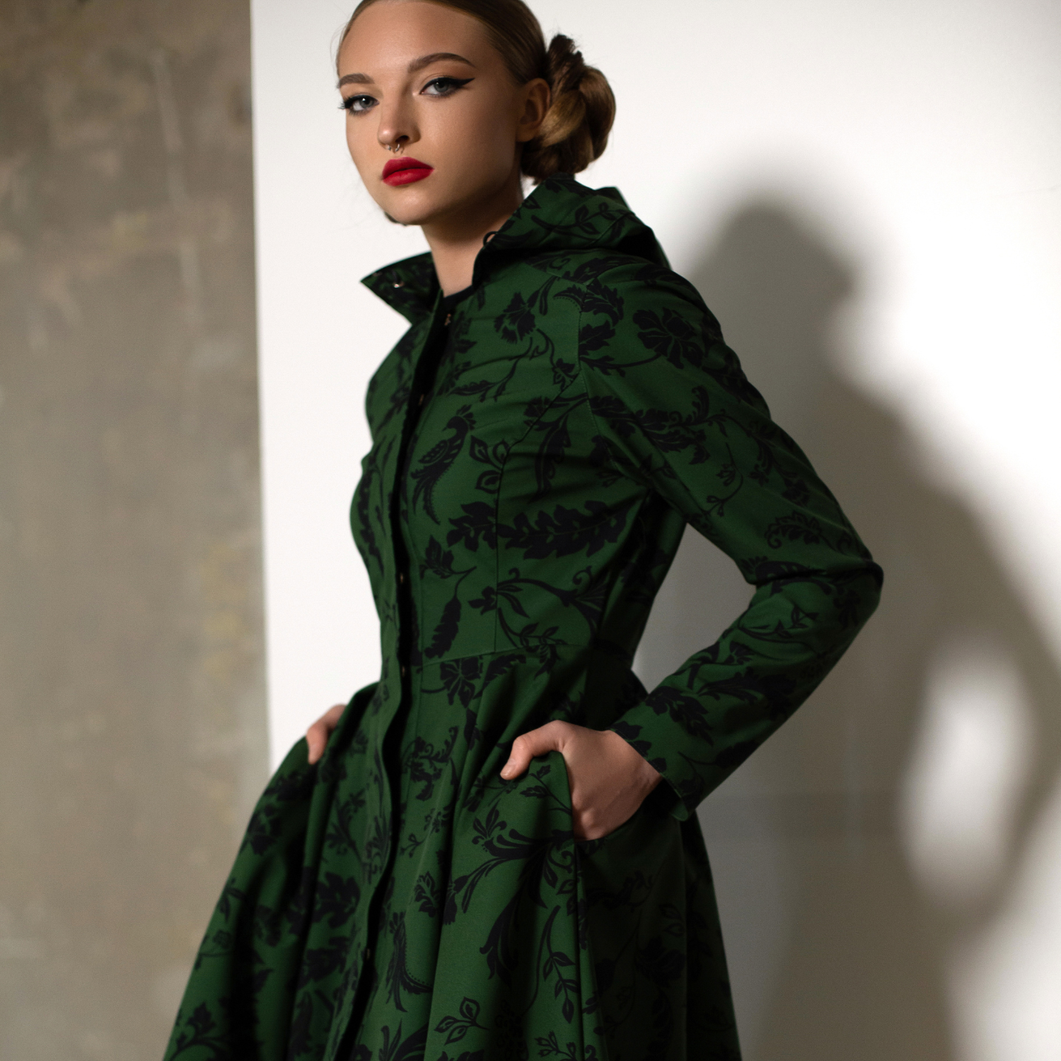 emerald green long sleeve prom dress Luxurious Emerald High-neck Long Sleeves Sequin Lace Mermaid Long Prom –  SposaBridal main image 0