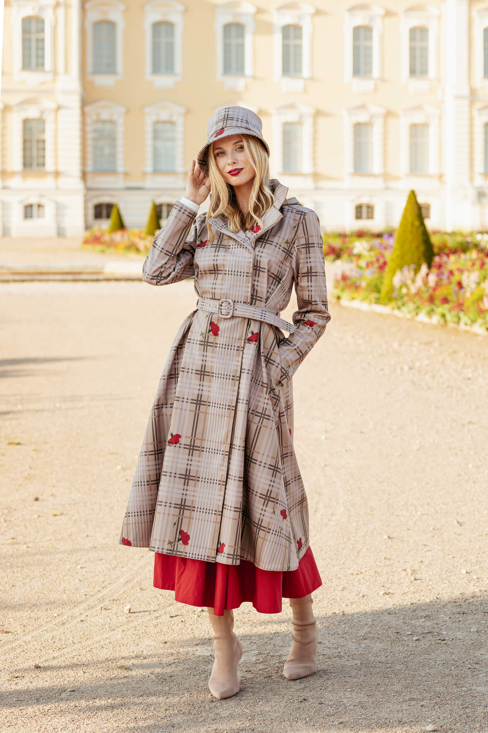 Beige Plaid Coat Beige Glen Plaid Lambswool Waverly Jacket