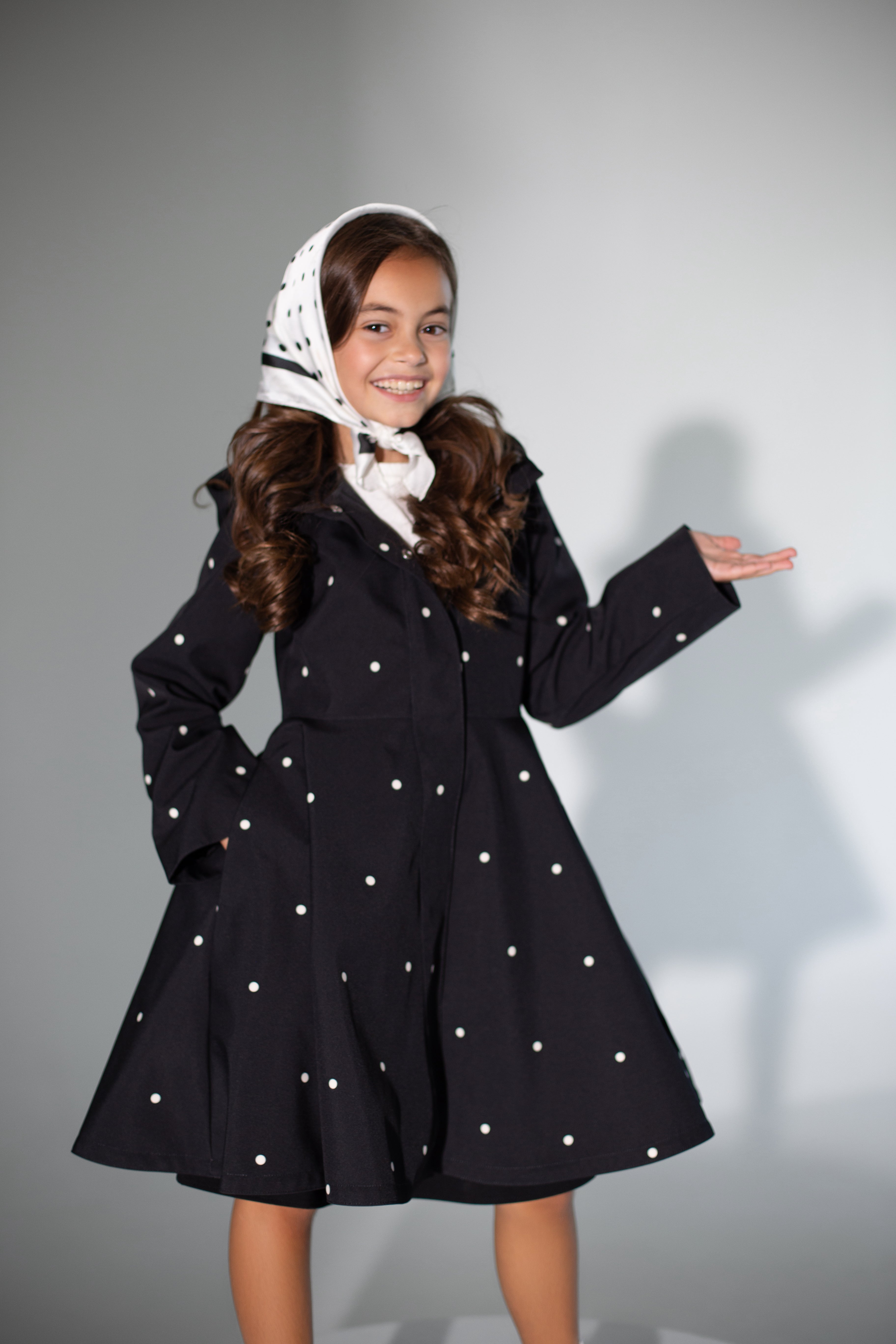 Girls Timeless polka dots coats front view