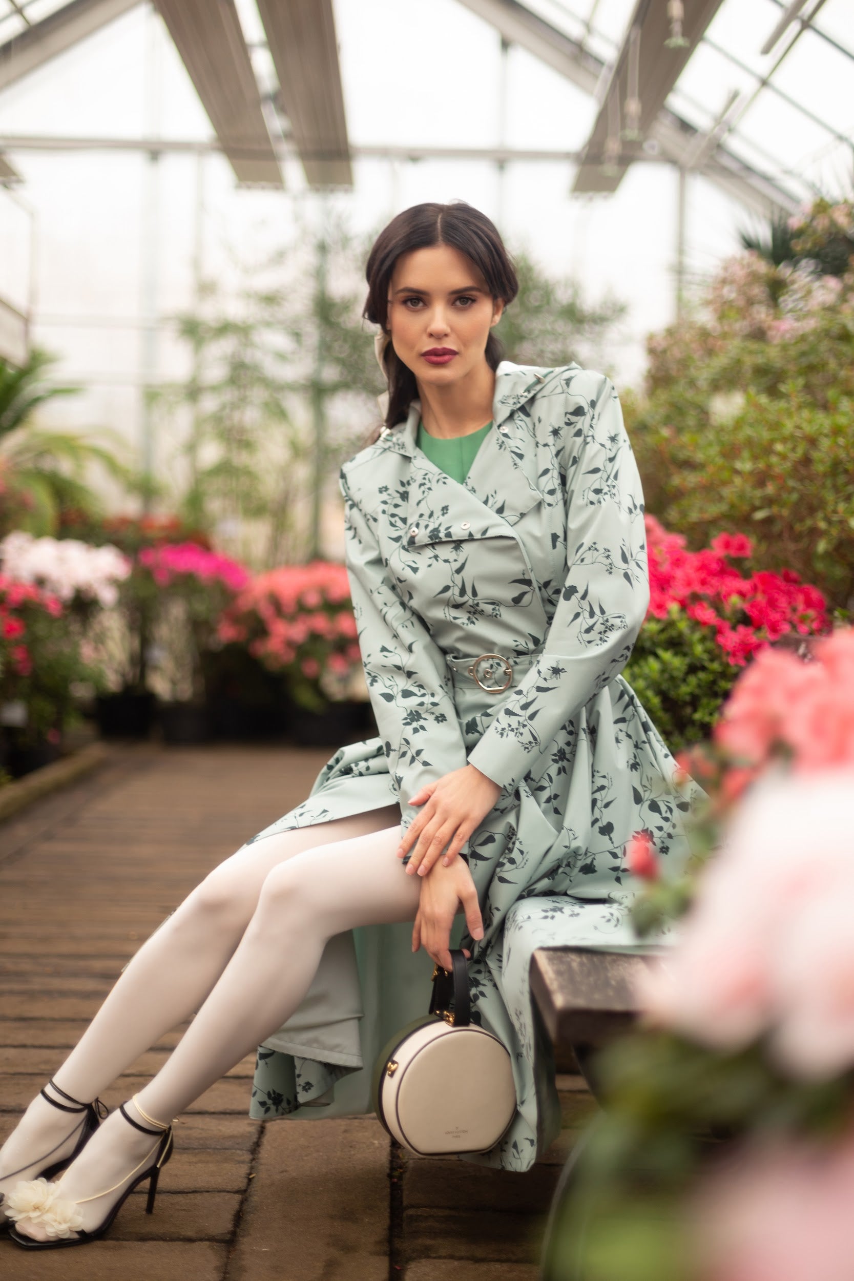 Water-resistant mint green coat