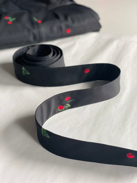 Black Belt with Cute Strawberry Print