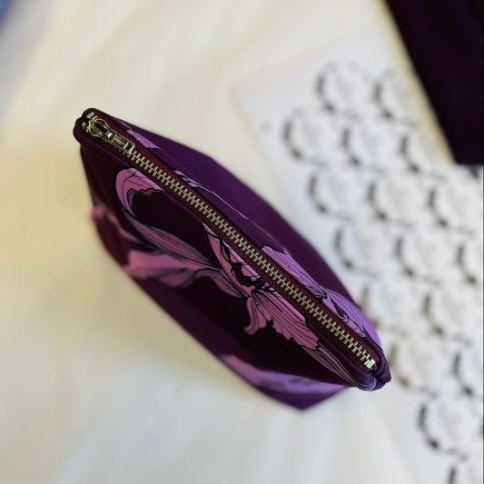 purple floral makeup bag