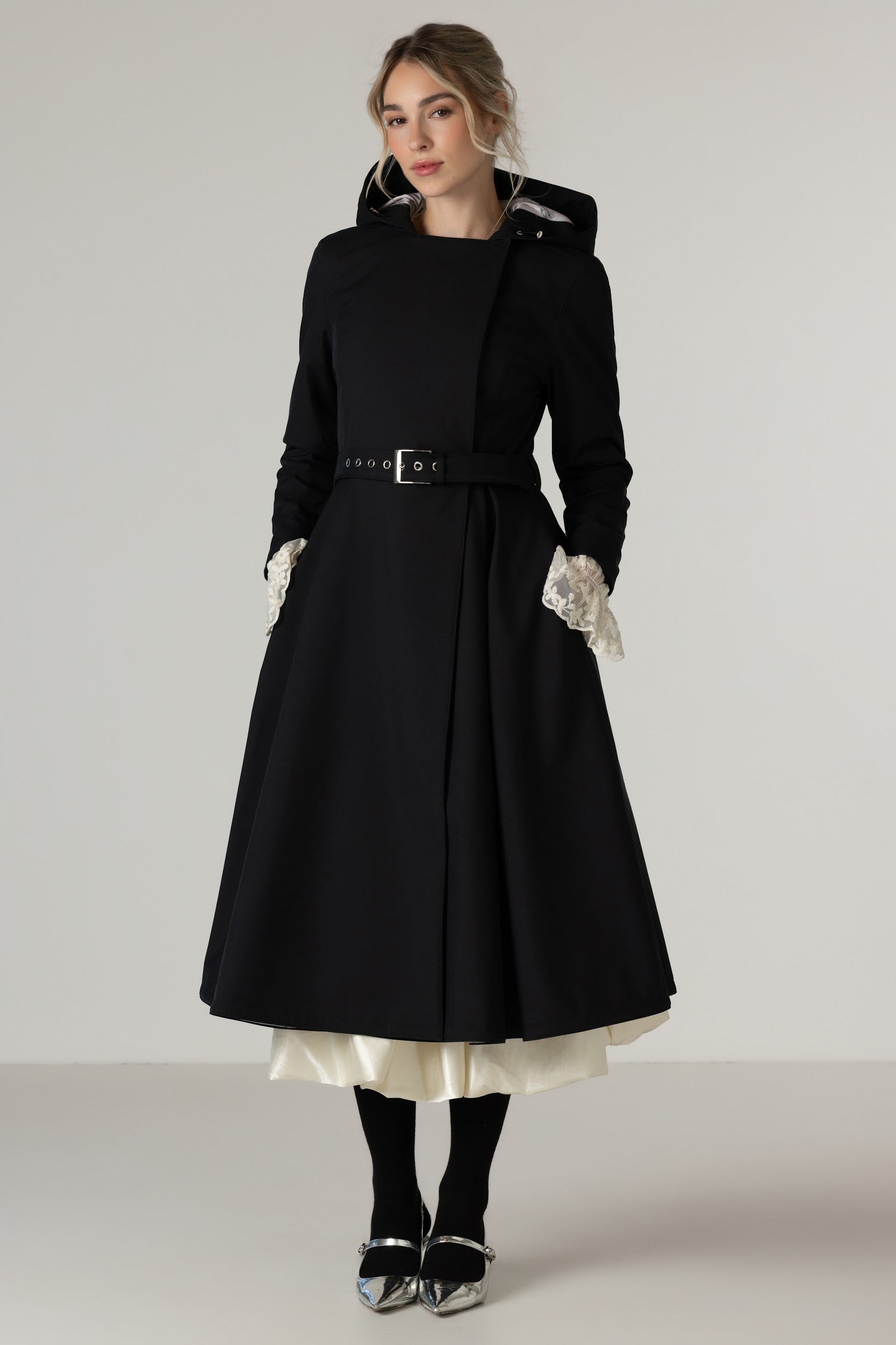 ladies long black dress coat Double Breasted Trench in Solid – RainSisters nye outfit Womens Fancy Dress Costumes casual pant Size:1.5 Boys