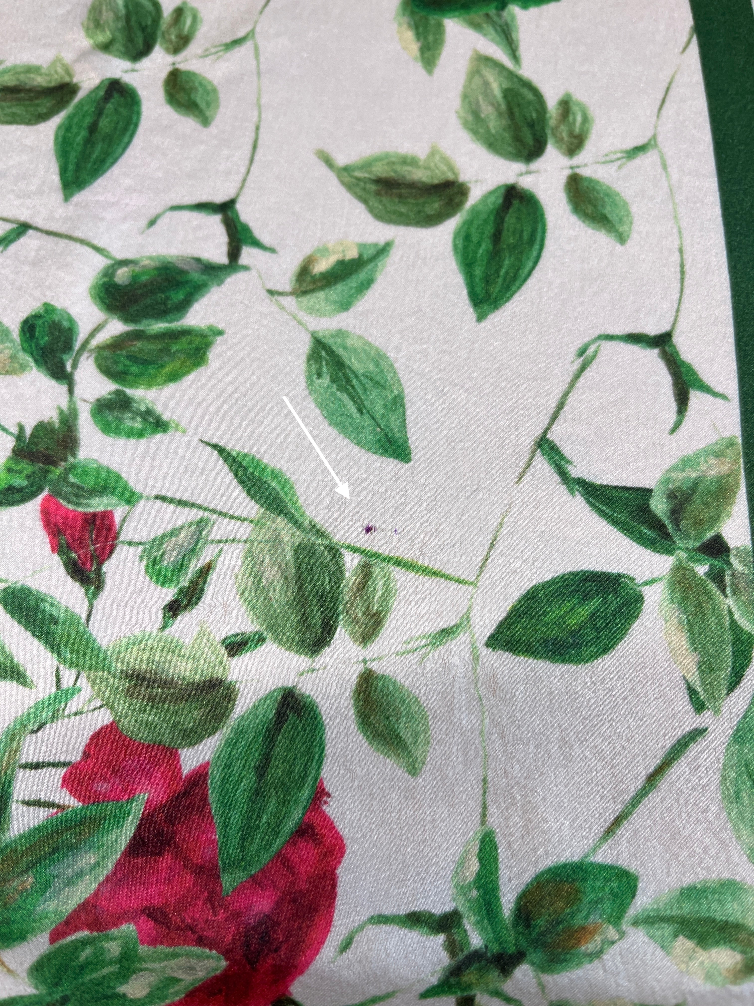 Medium Red Floral Natural Silk Scarf (with imperfection)