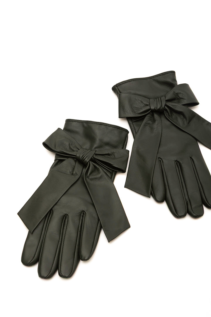 Deep Teal Leather Gloves with Cashmere Lining
