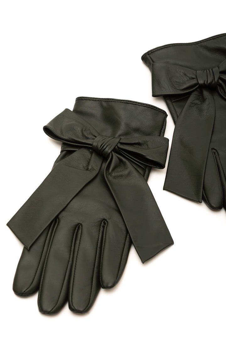 Deep Teal Leather Gloves with Cashmere Lining