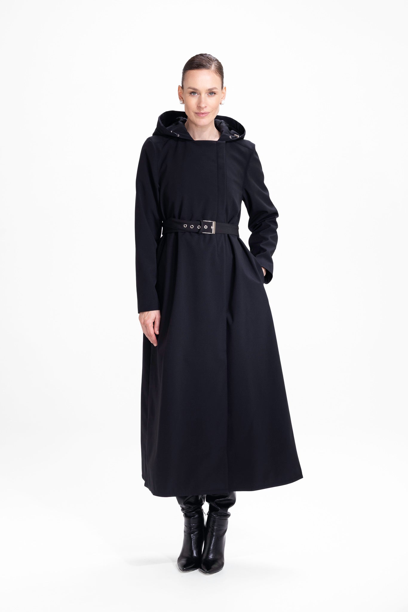 Double Breasted Coat with Trapeze Cut in Black – RainSisters
