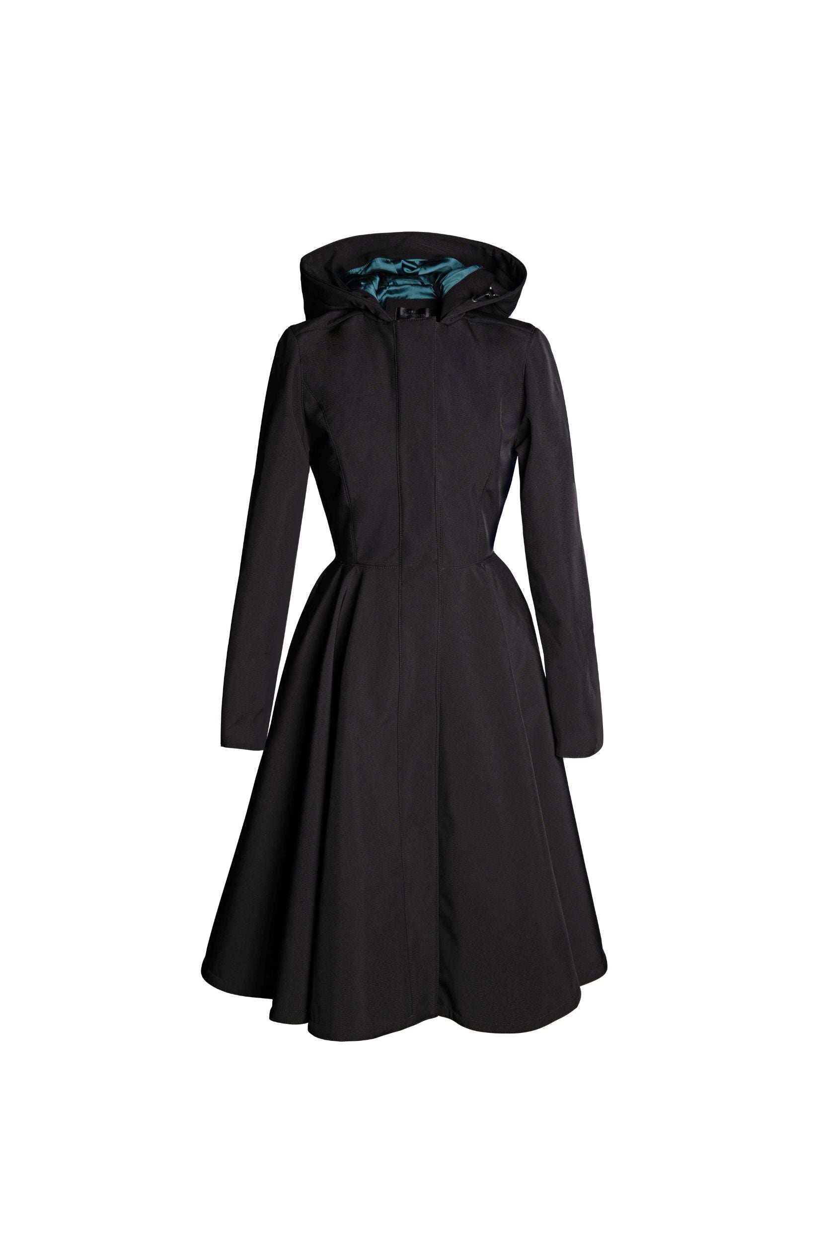 Deep Emerald black women's coat on light background
