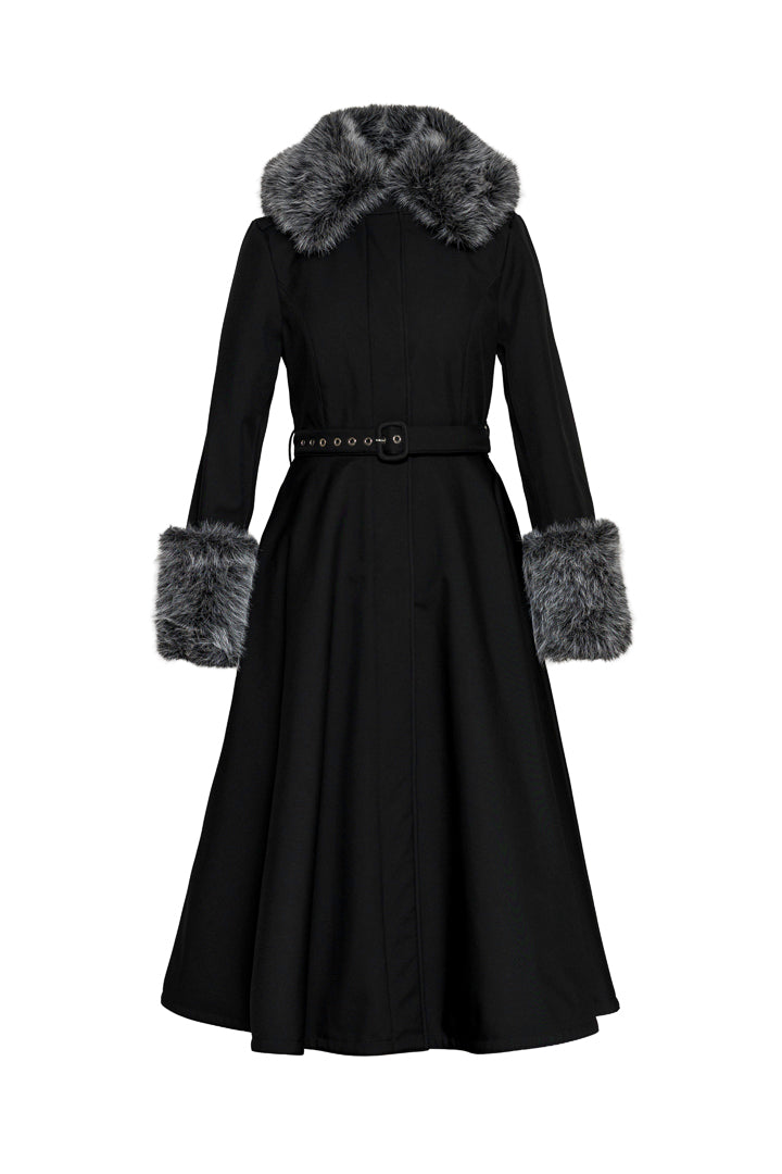 Black Winter Coat with Removable Faux Fur | Frosted Muse