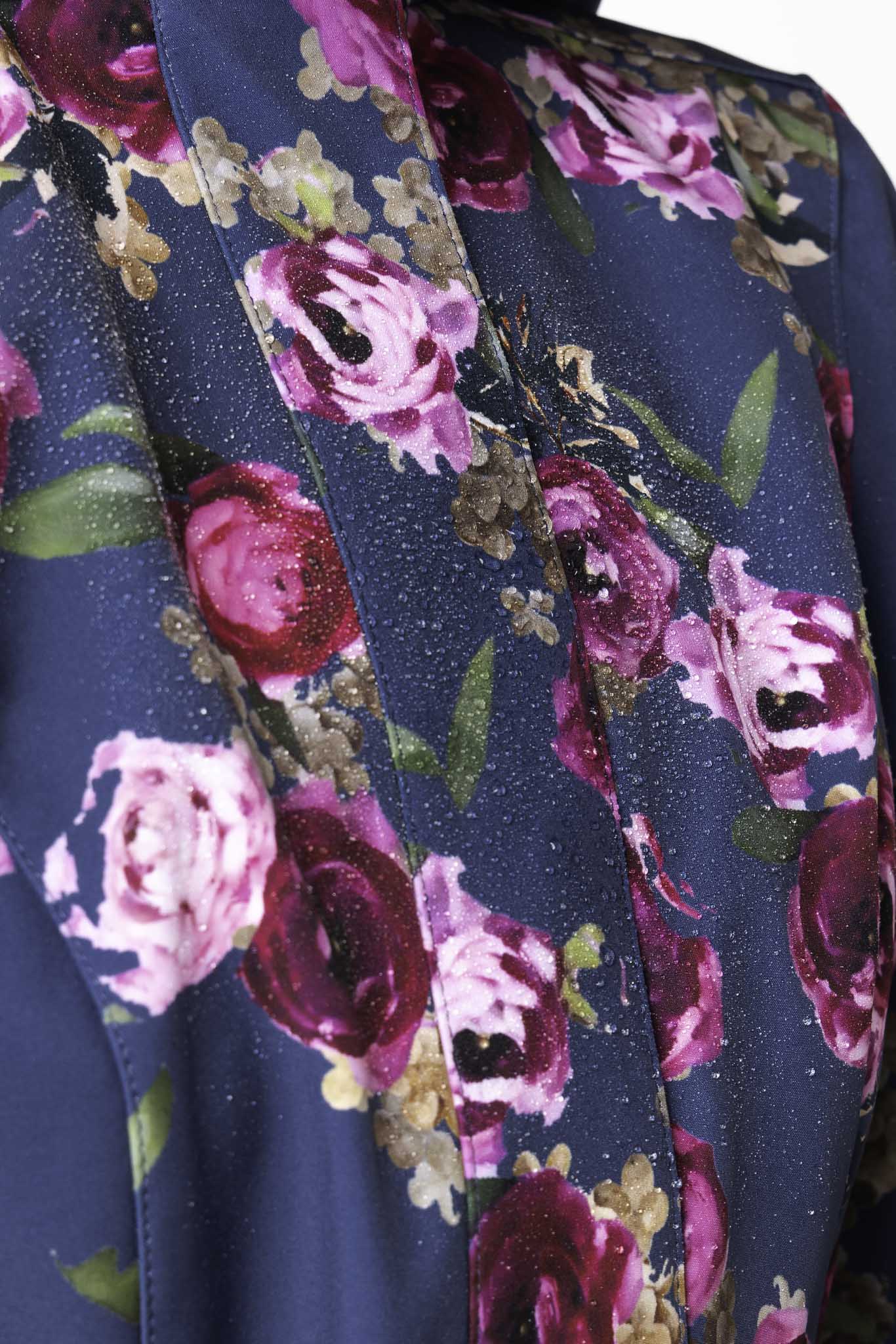 Fit and Flare Coat with Pleated Back in Blue and Pink | Misty Rose
