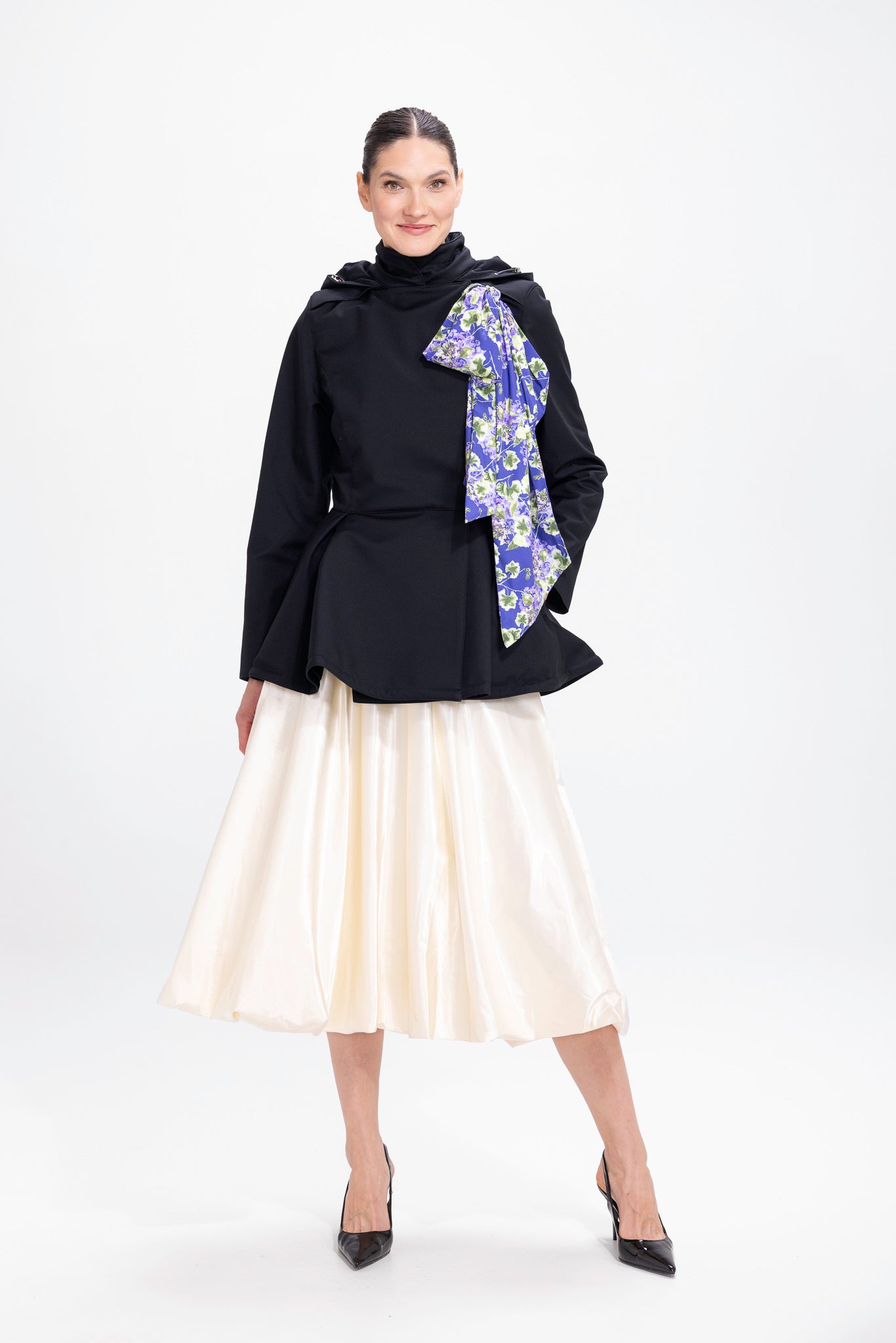 Black Jacket with Detachable Hood and Bow | Moonlit Bow