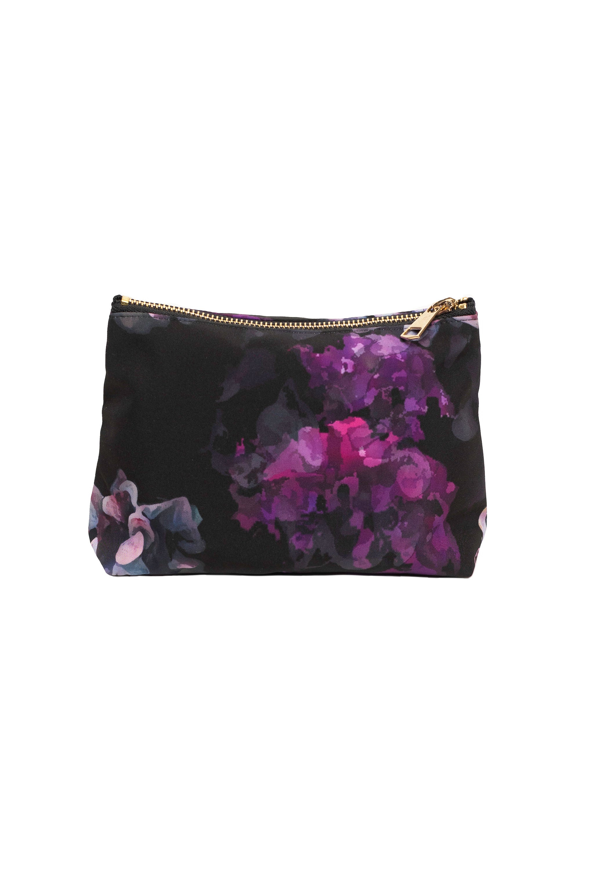 Black make-up bag with floral print by RainSisters.