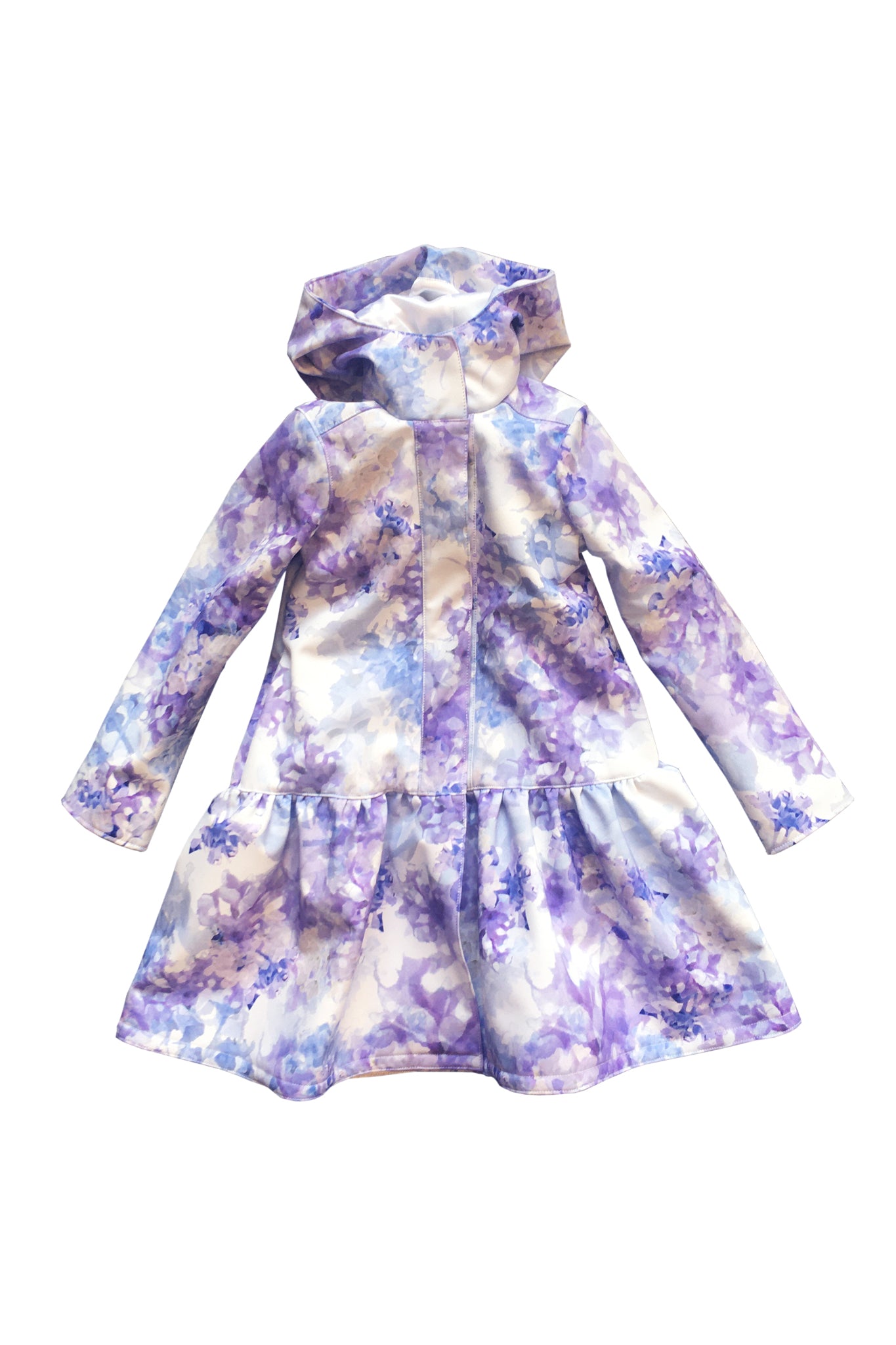 Light Blue Trapeze Raincoat for Girls front