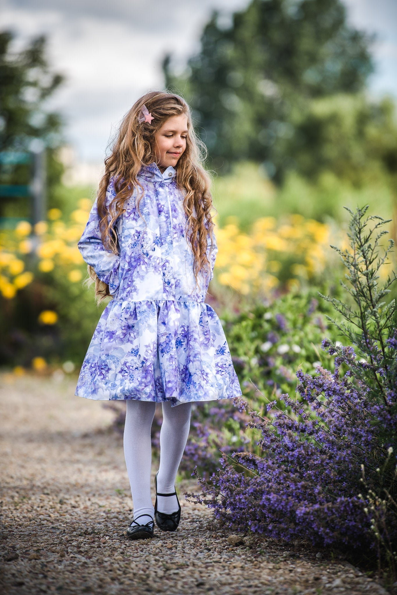 Blue floral coat for girls
