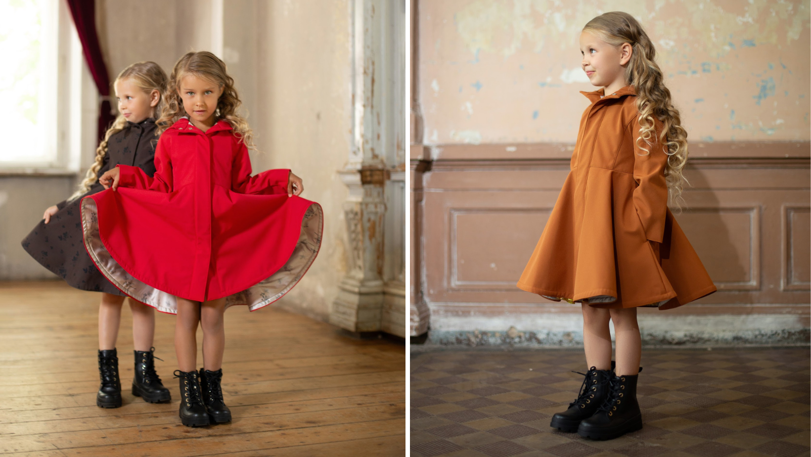 Waterproof coats for girls in different colors