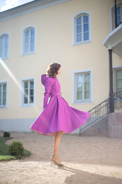 trench coat in Fuchsia hue with belt 