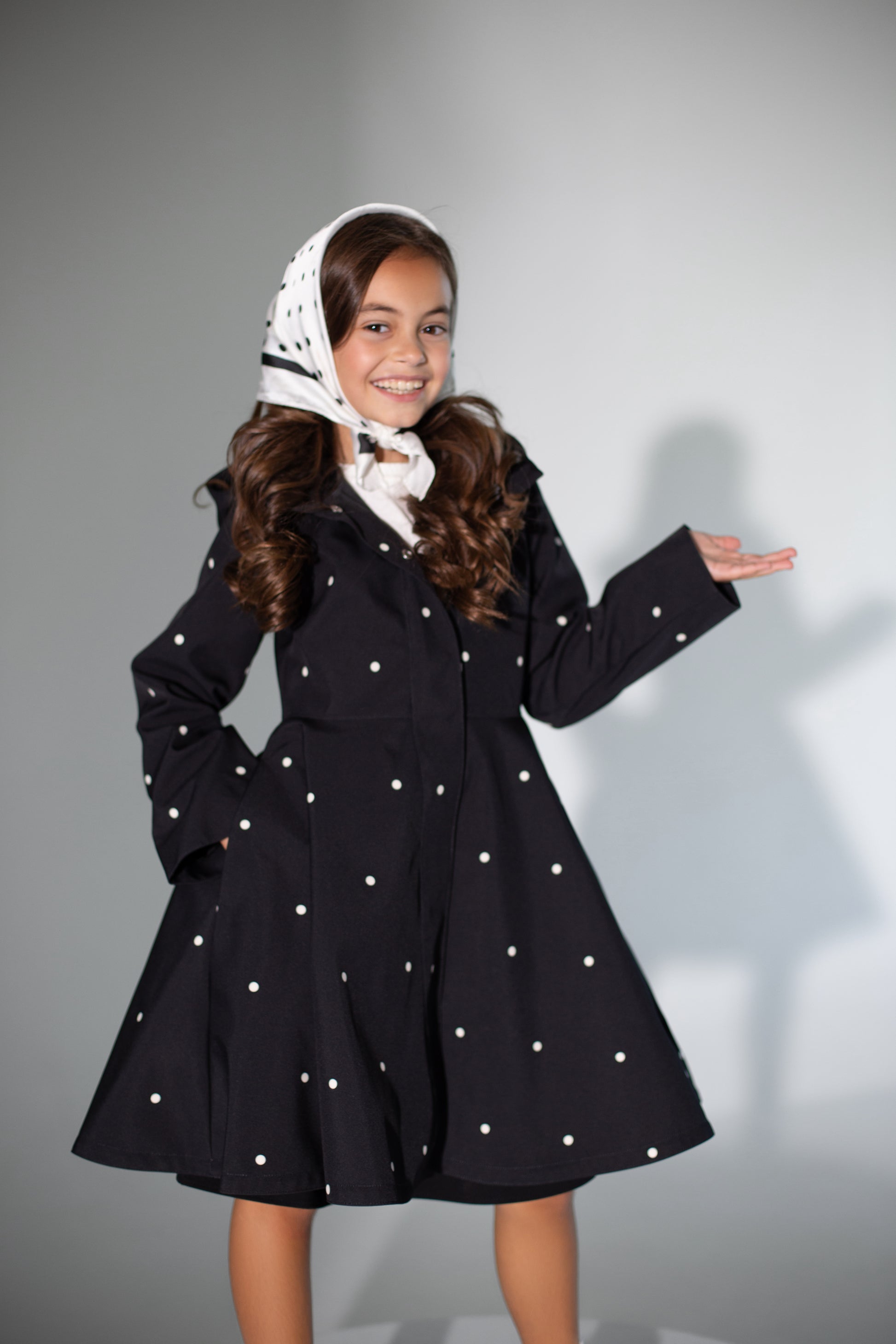 Girls Timeless polka dots coats front view 