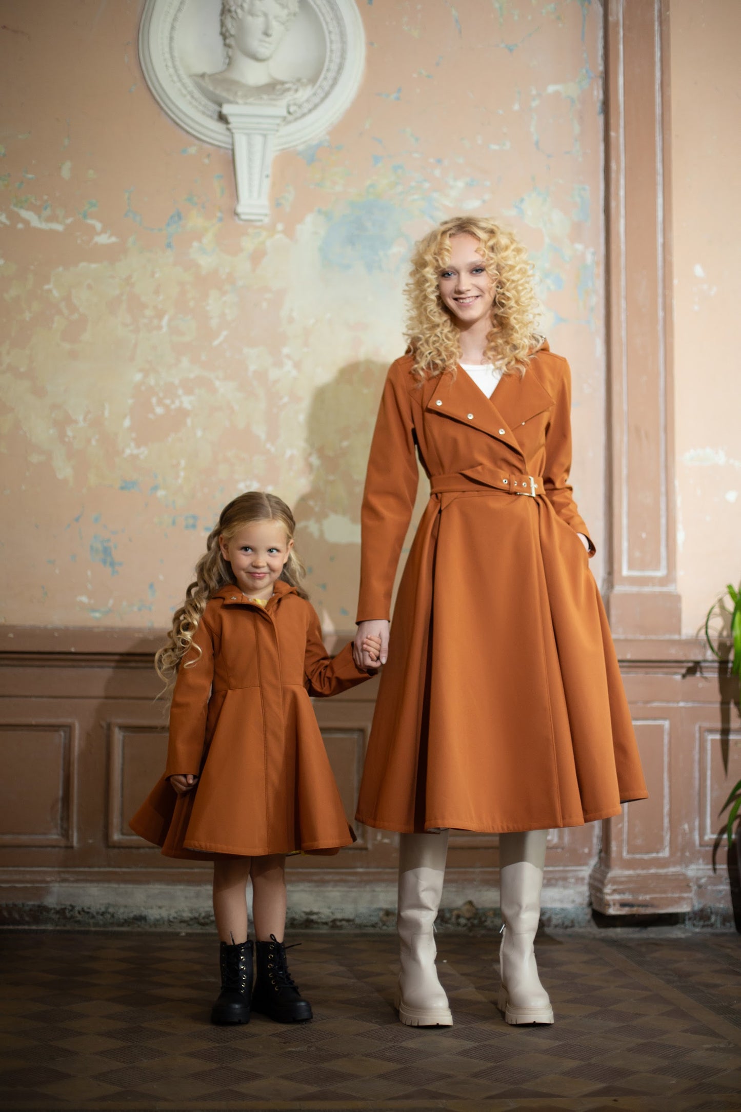 caramel brown mommy and me coat set