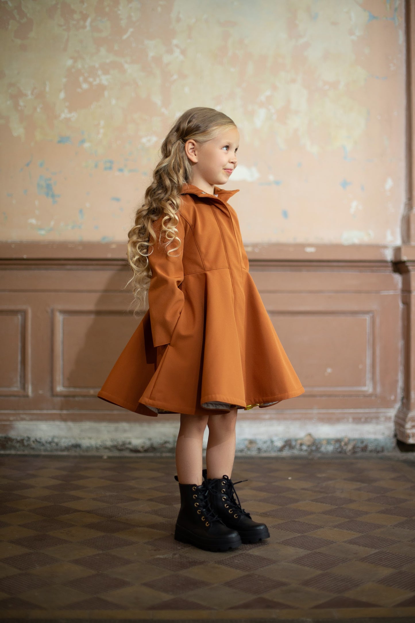 Caramel Brown Coat with Hood for Girls
