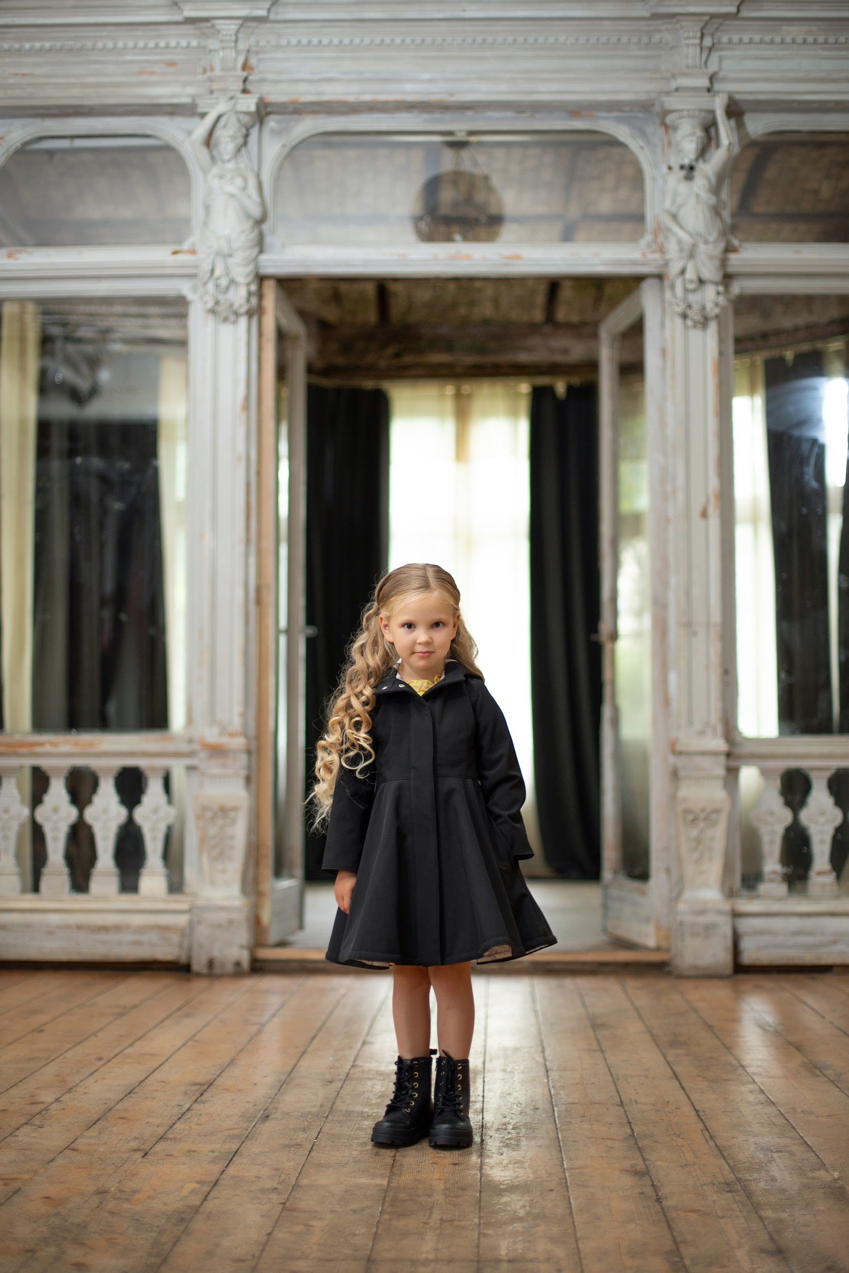 Black Coat for Girls with light lining