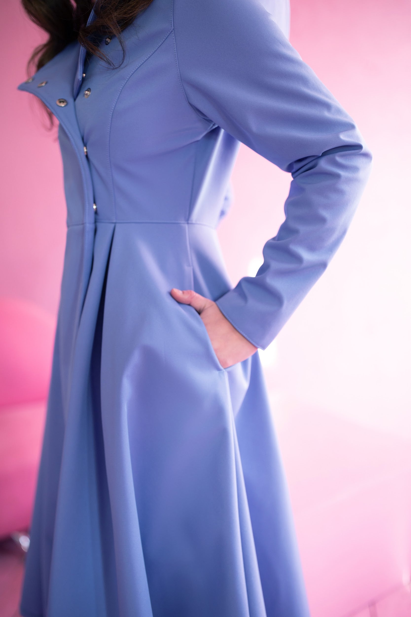 Soft Blue Coat with hidden pockets