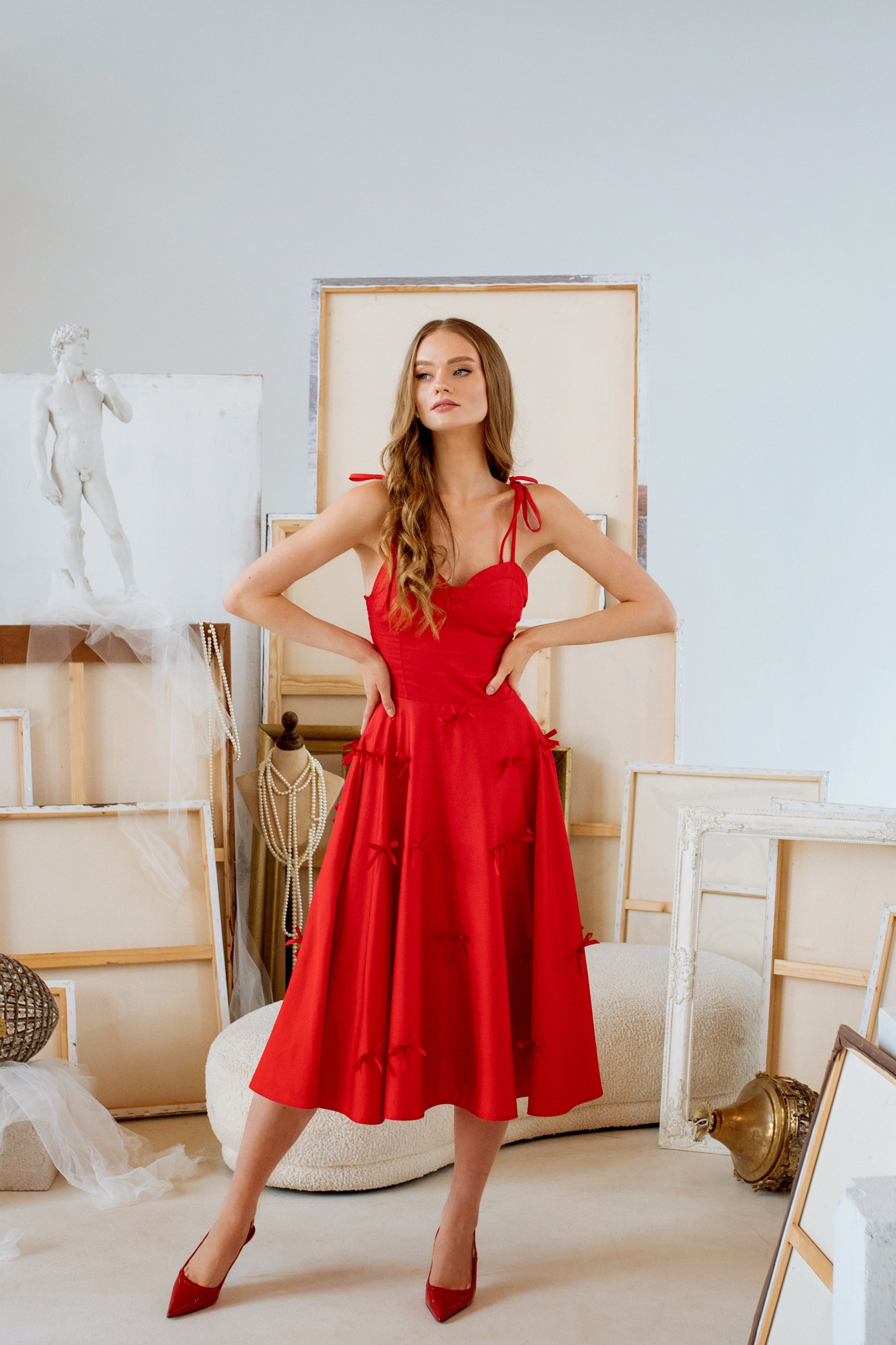 Fit and Flare Dress in Red | Little Red Bows - 34 Fit and Flare Dress in Red | Little Red Bows - 34