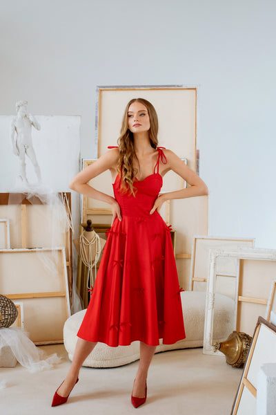 Fit and Flare Dress in Red | Little Red Bows - 34 Fit and Flare Dress in Red | Little Red Bows - 34