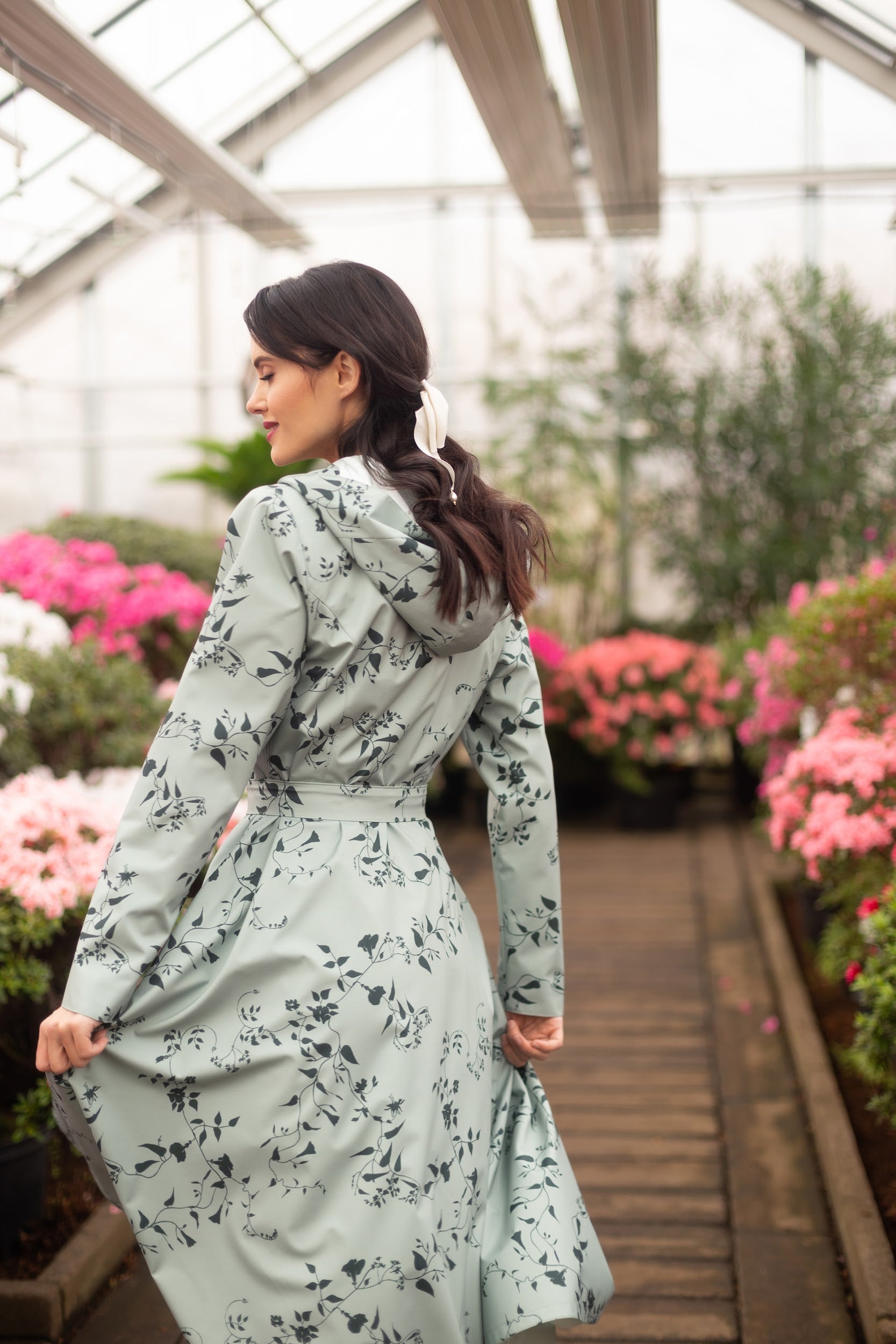 hooded double breasted trench coat