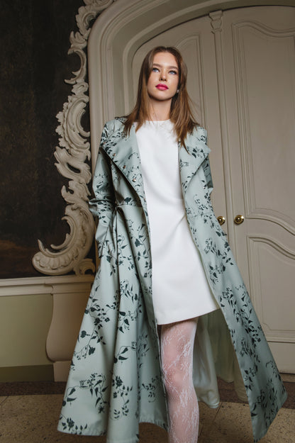 soft mint green trench coat