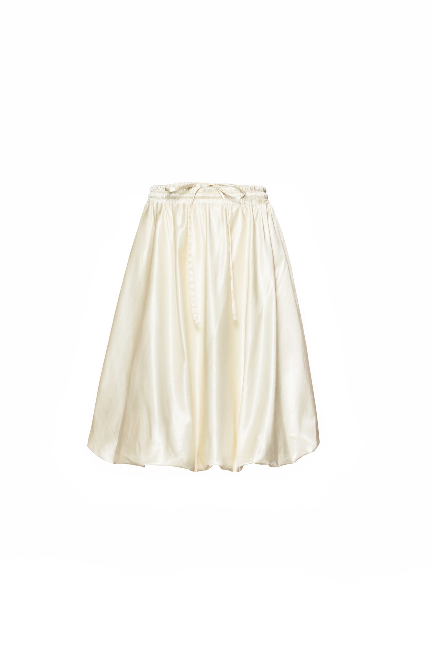 Off-white women’s knee-length balloon skirt with pockets, made from cotton and viscose, perfect as a standalone skirt or layered under dresses.