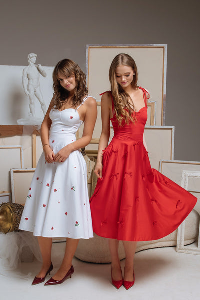 Fit and Flare Dress in Red | Little Red Bows