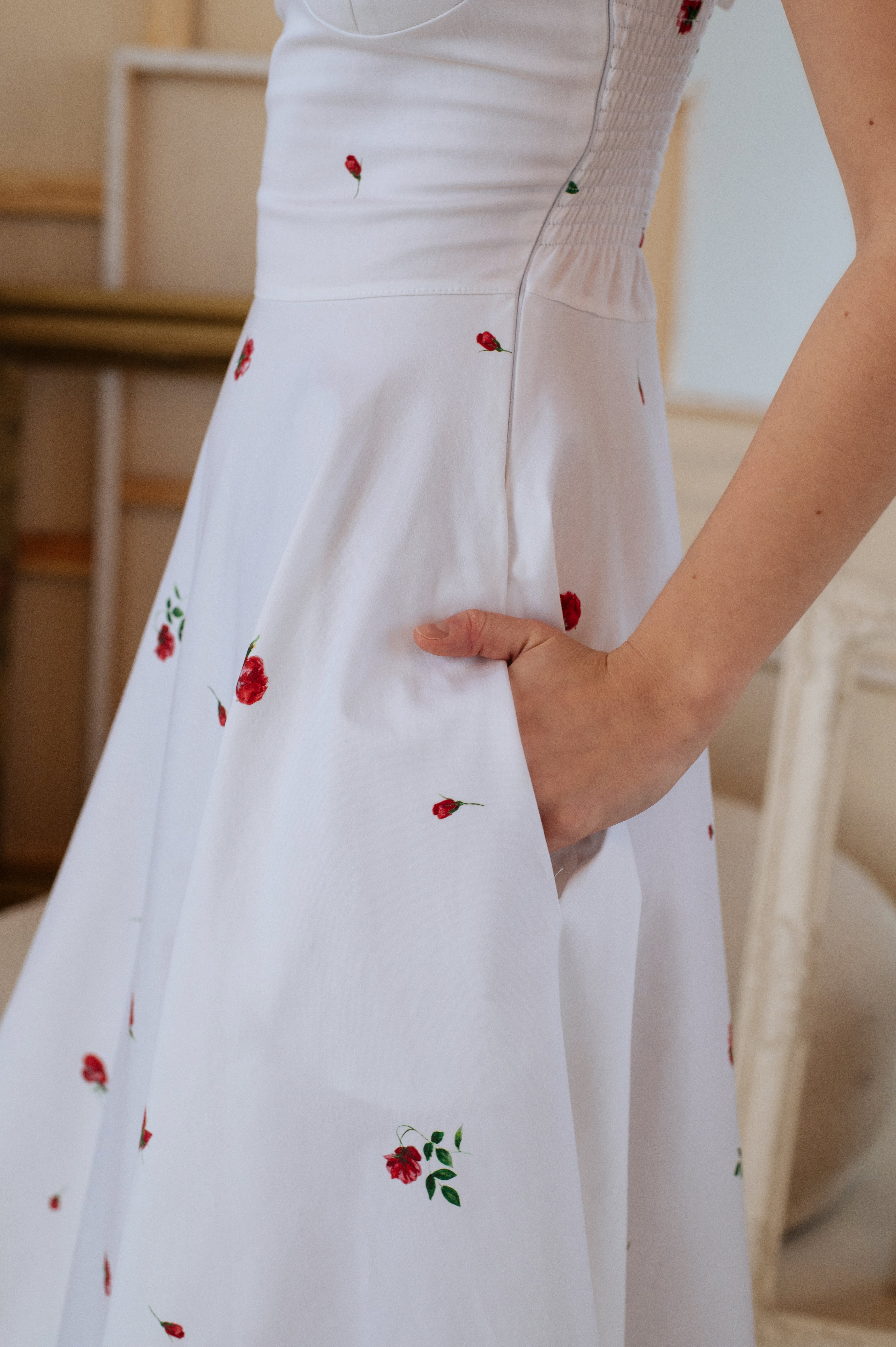 Fit and Flare Dress in White | Petite Fleur