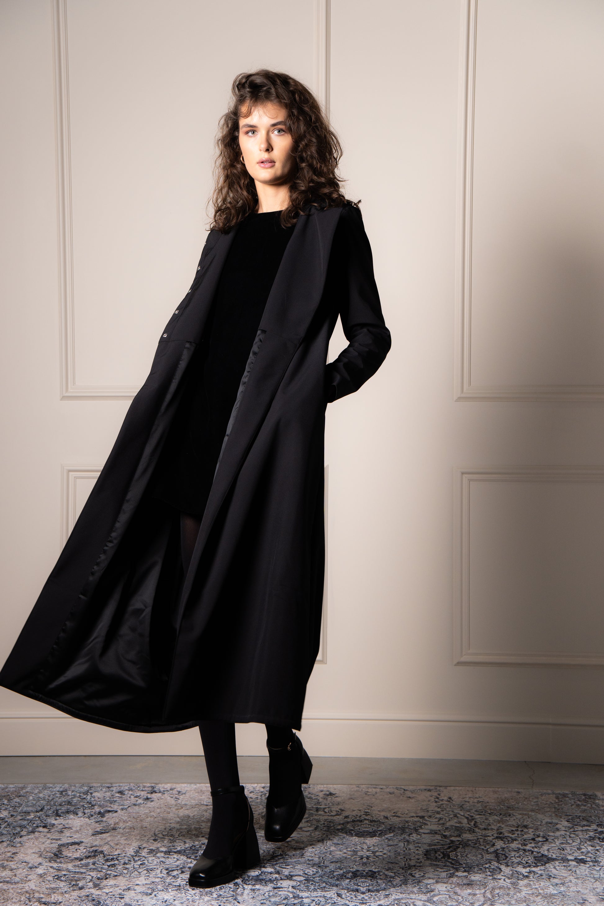 Long black women coat