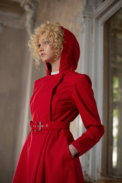 Double Breasted Trench Coat in Bright Red RainSisters Double Breasted Trench Coat in Bright Red RainSisters