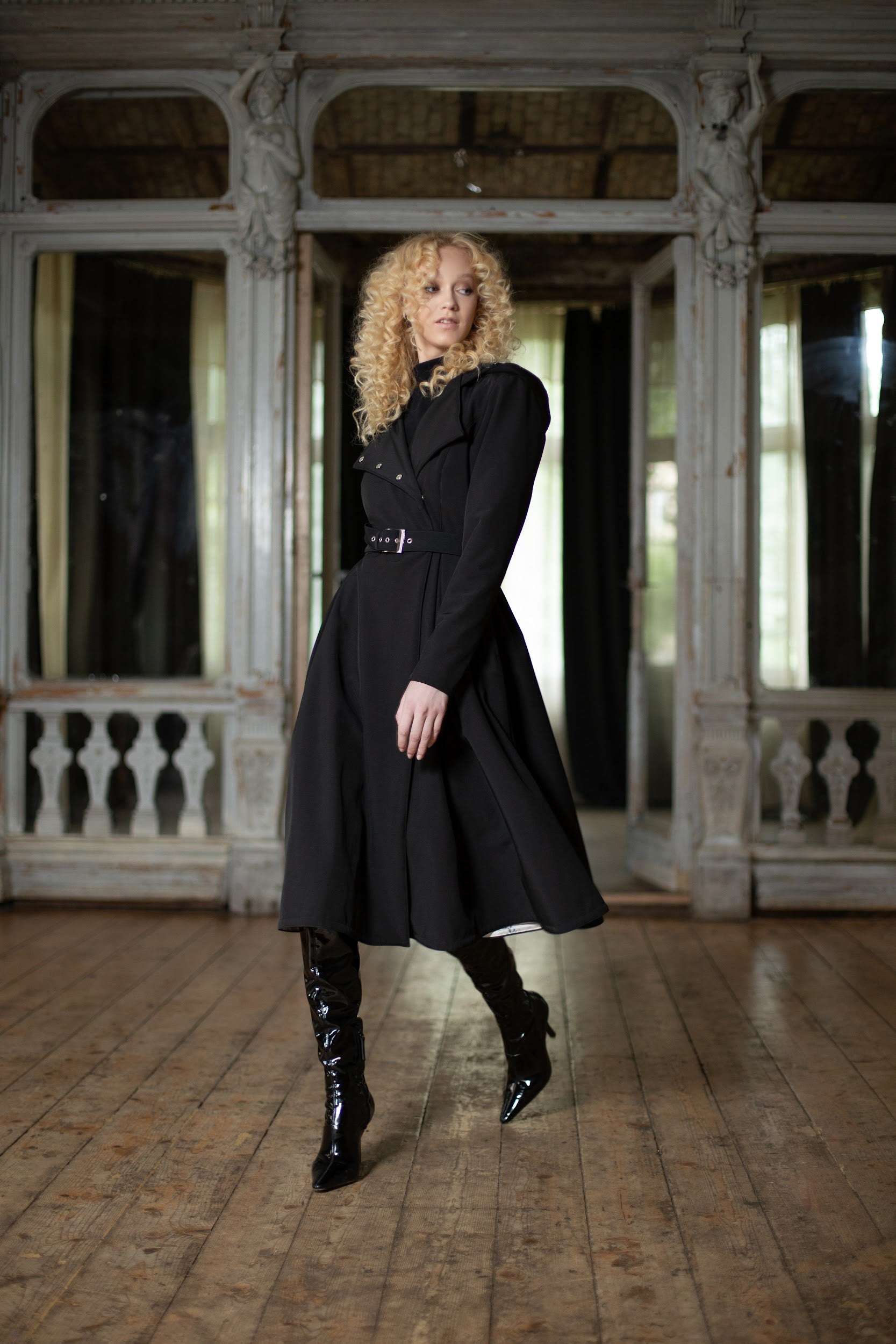 Double Breasted Trench Coat in Solid Black  RainSisters