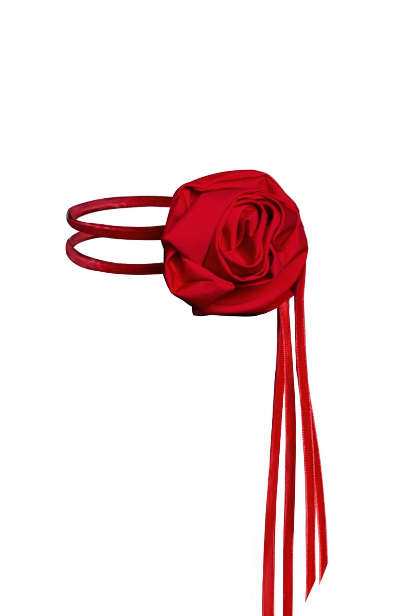 Elegant red rose choker necklace with delicate details