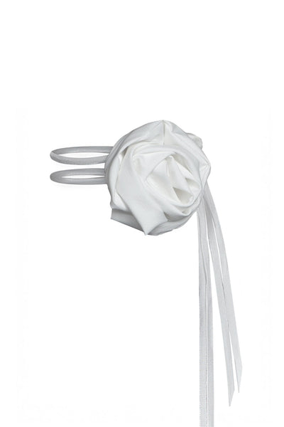 Delicate white rose choker necklace with soft floral detailing