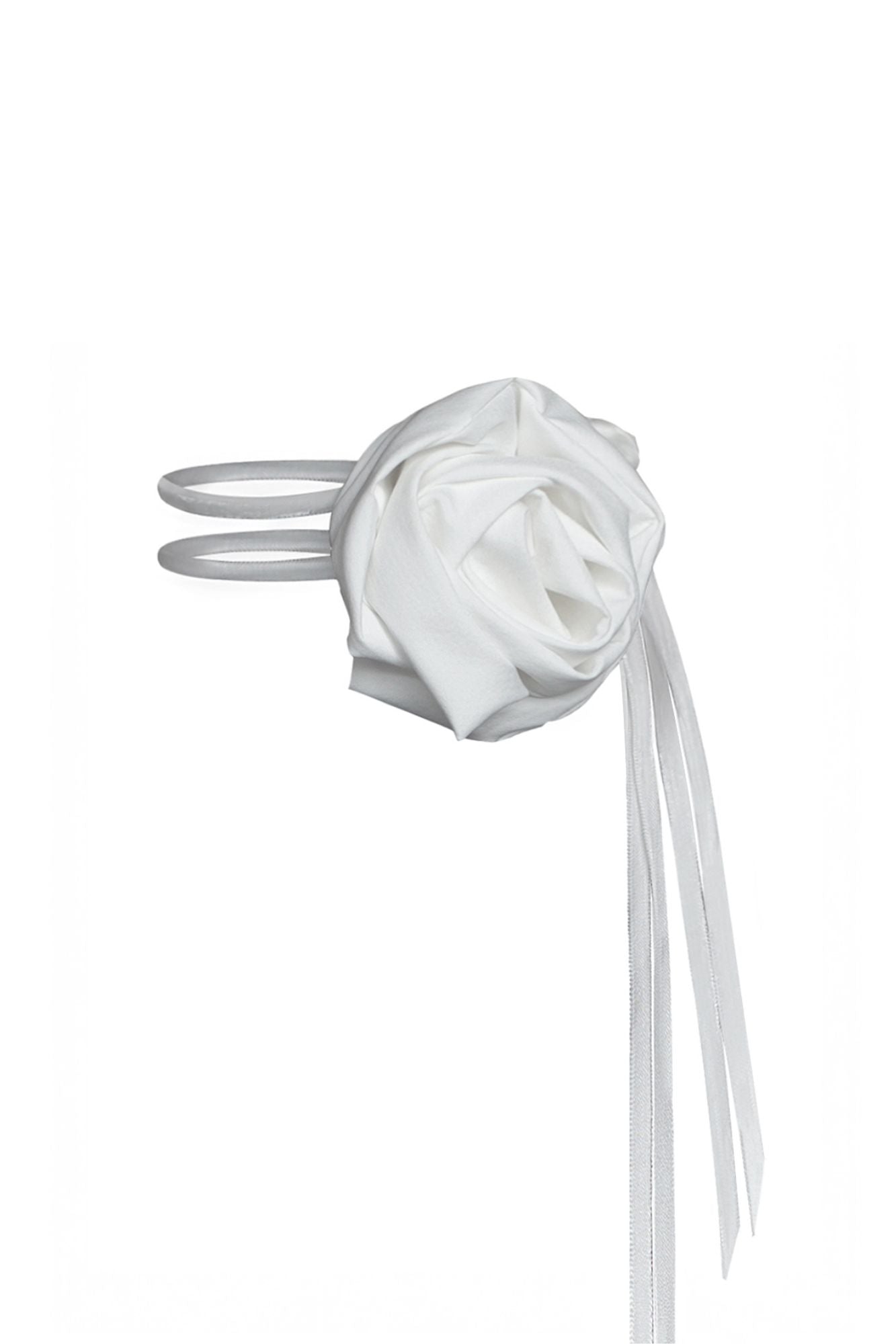 Delicate white rose choker necklace with soft floral detailing