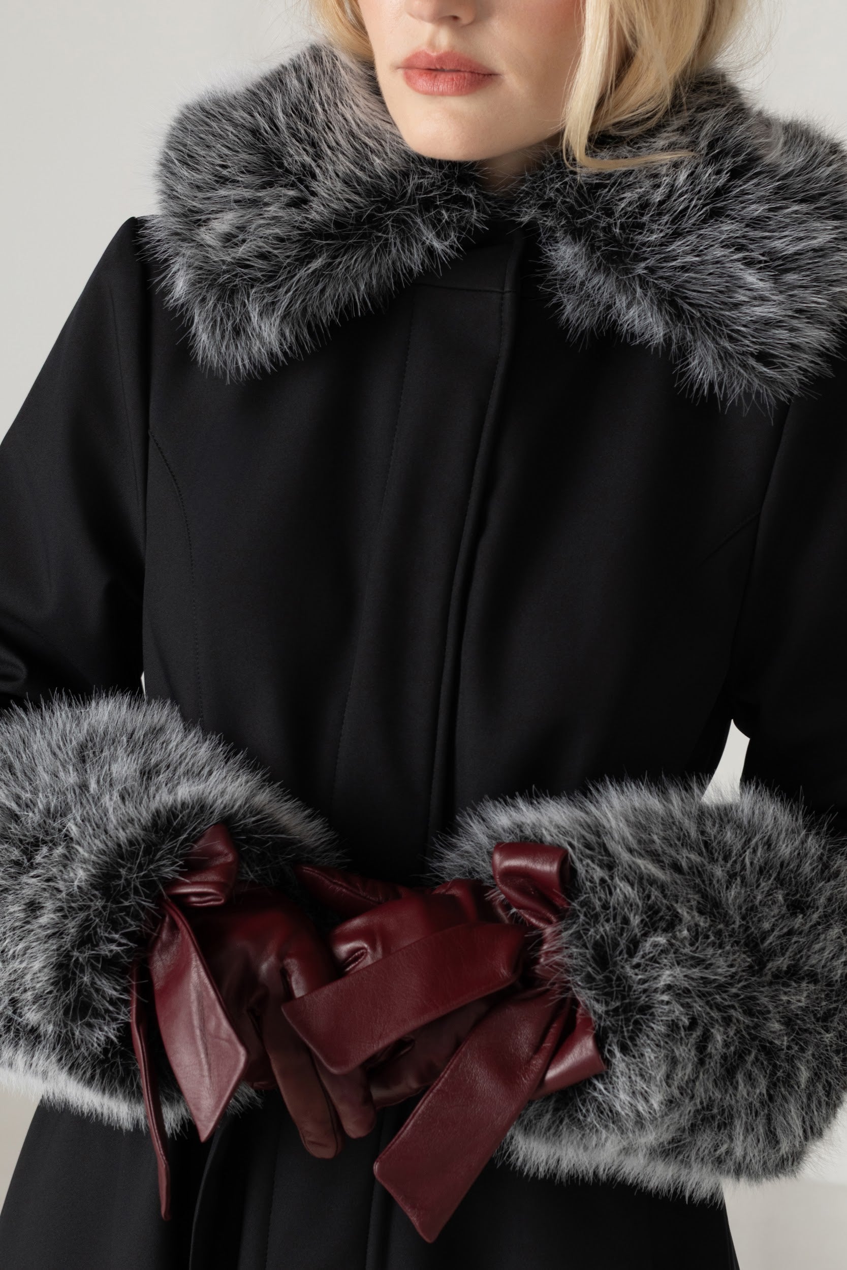 Burgundy Leather Gloves with Cashmere Lining