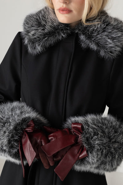 Burgundy Leather Gloves with Cashmere Lining