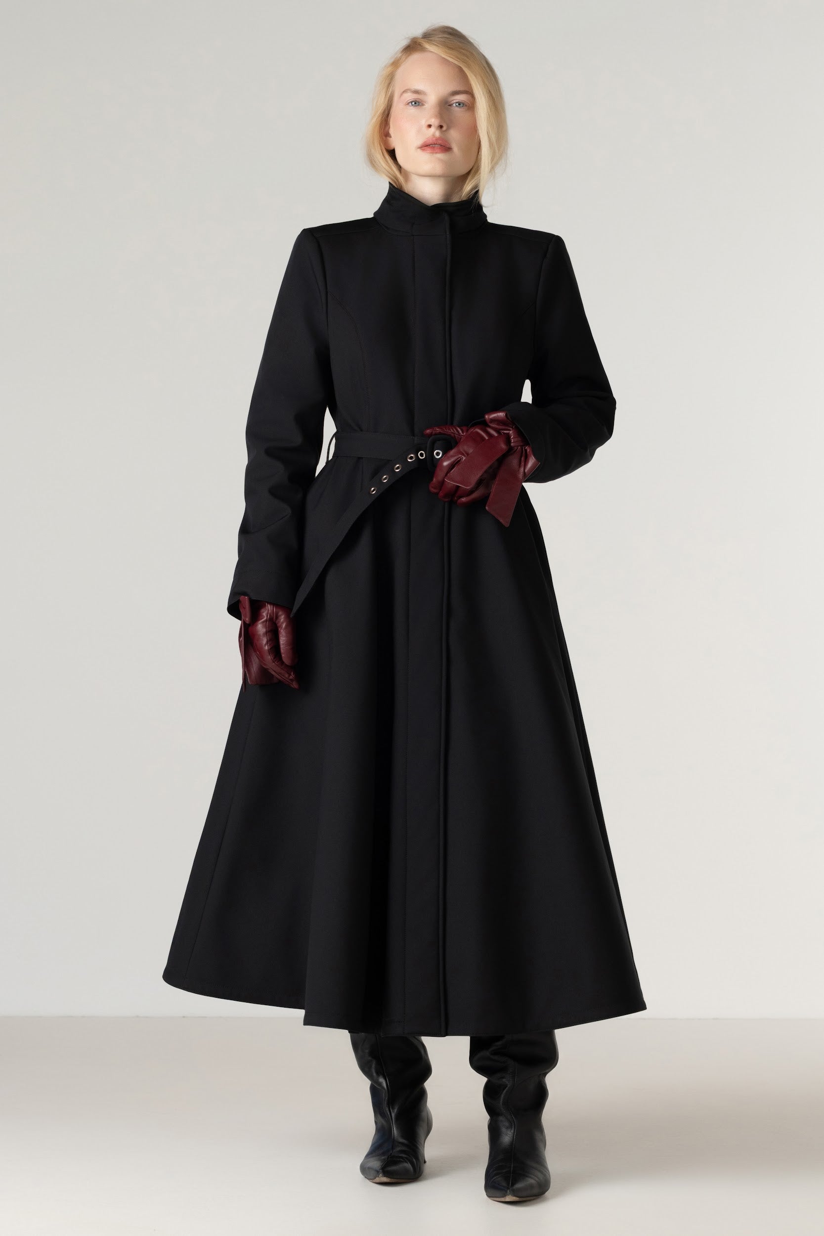 Black Winter Coat with Removable Faux Fur | Frosted Muse