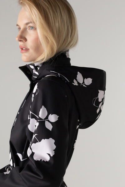 Double Breasted Black Floral Coat | Ivory Shadow