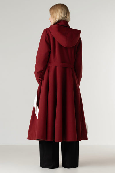 Deep Red Fit and Flare Winter Coat | Maroon in Winter