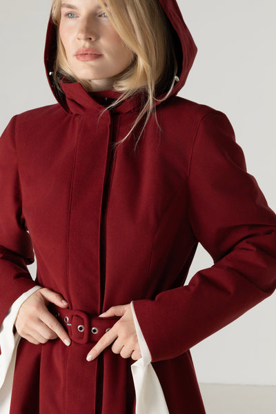 Deep Red Fit and Flare Winter Coat | Maroon in Winter