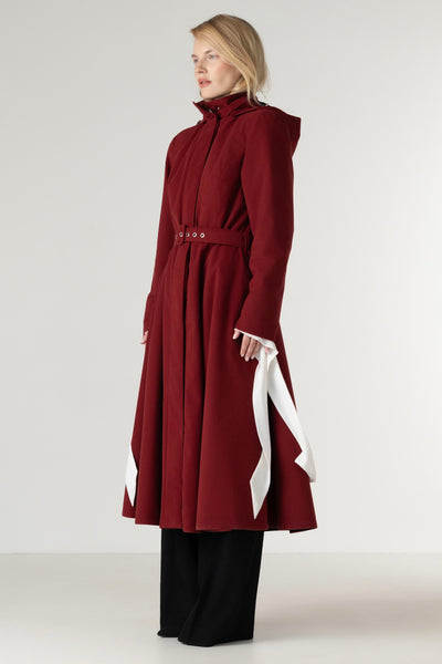 Deep Red Fit and Flare Winter Coat | Maroon in Winter