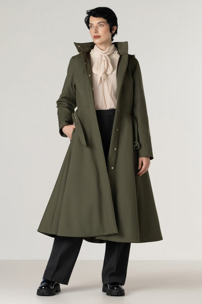 Green Fit and Flare Winter Coat | Moss In Winter