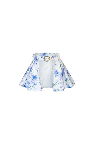 Floral White belt with peplum detail, floral print by RainSisters