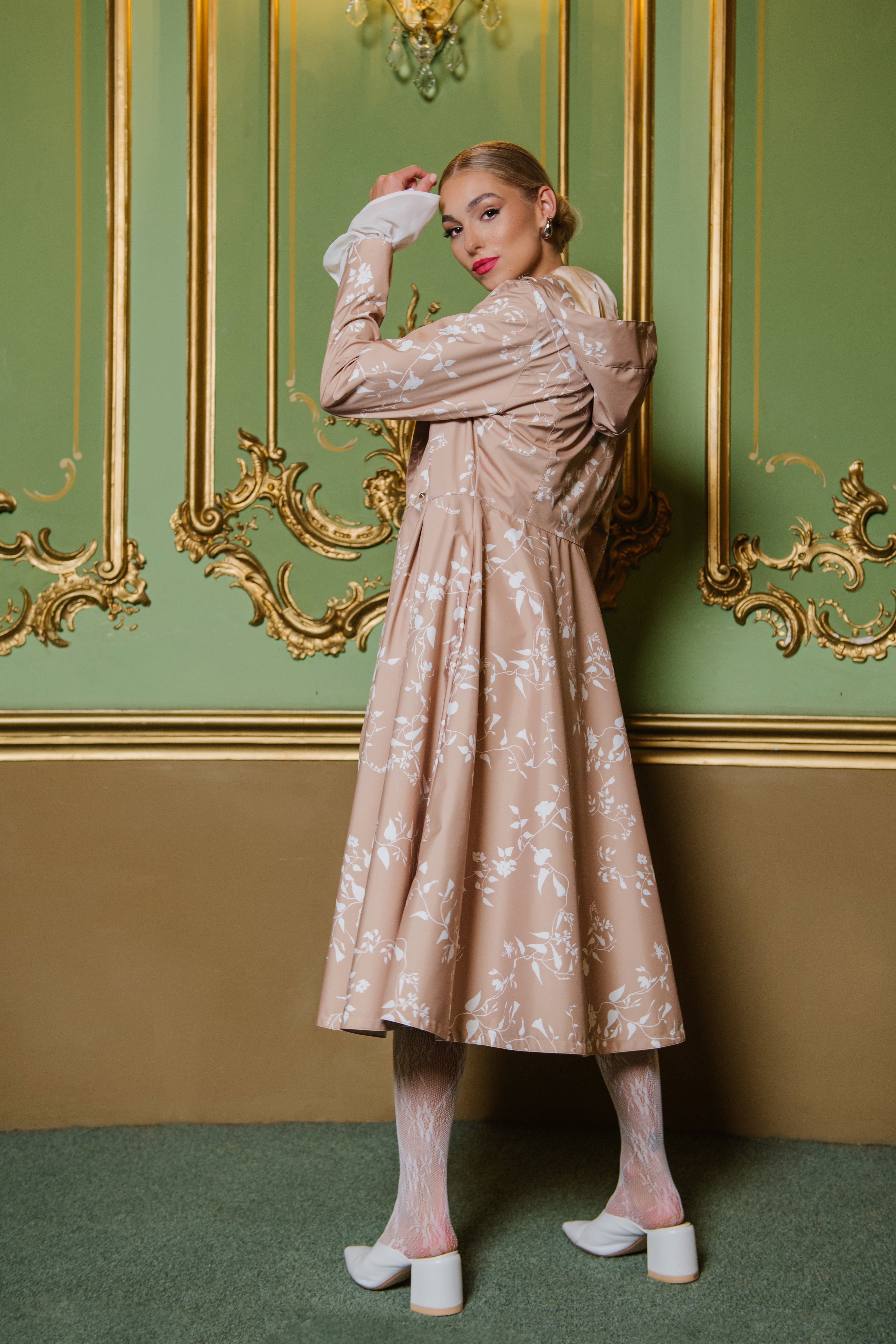 pink shade trench coat