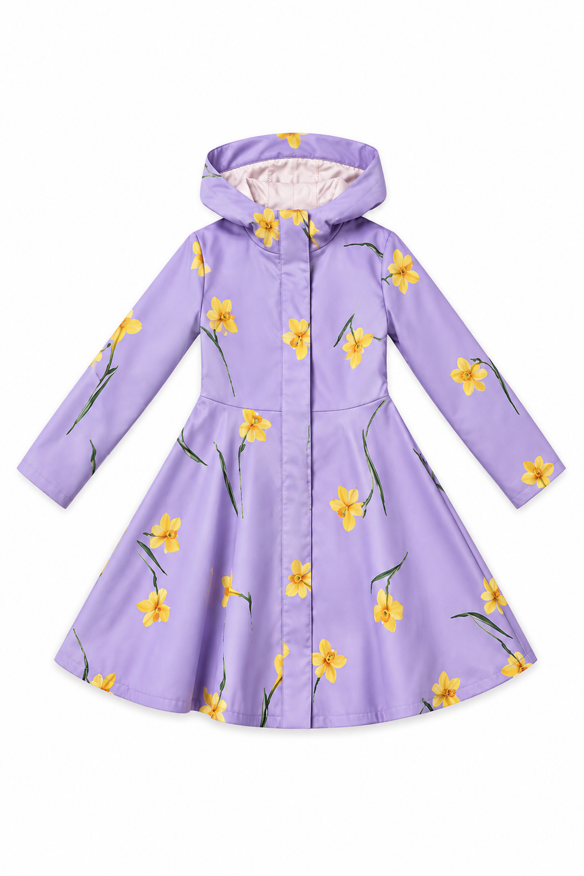 Flatlay of RainSisters girl raincoat Lilac Joy