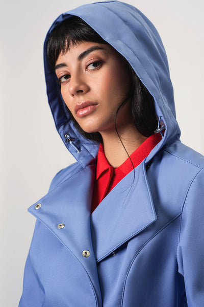 Double Breasted Trench Coat in Soft Blue | Blue Breeze
